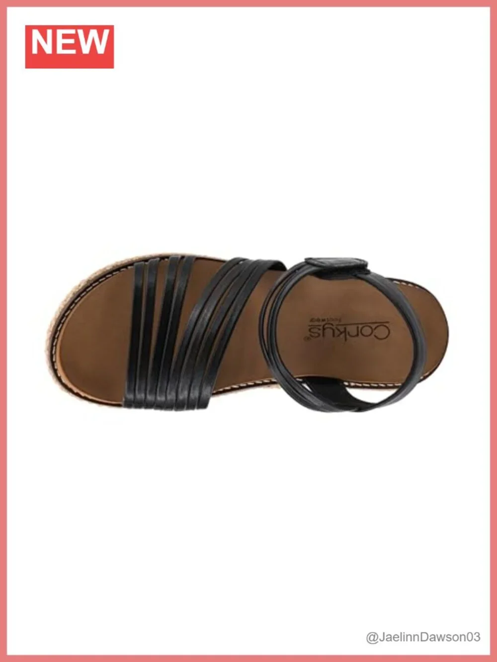 Women's Strappy Wedge Sandals with Cork Wrapped Heel and Cushioned Insole